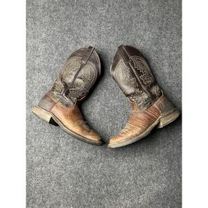 Womens Western Cowboy Anderson Bean Leather Black Distressed, Size US 7 B